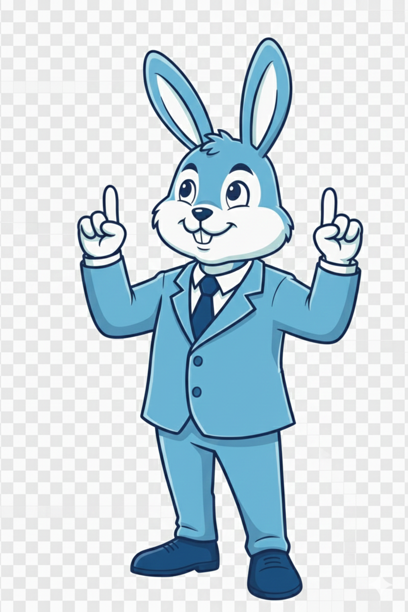 Blue Rabbit Mascot